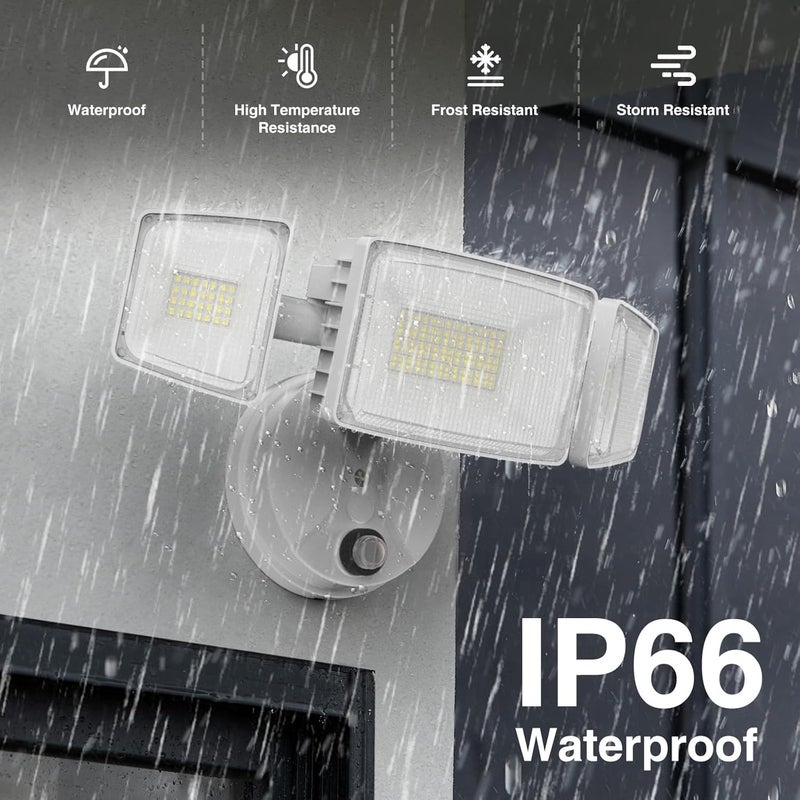 Onforu 100w Dusk to Dawn Outdoor Lighting,11000LM Led Outdoor Light from Dusk Till Dawn,Super Bright Flood Light,IP66 Waterproof Exterior Security White Light Fixture,3 Heads Photocell for Garage,Yard - Image 5